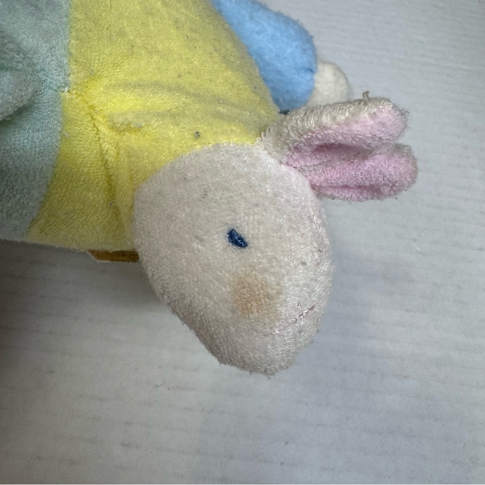 Vintage Soft Dreams Terry Cloth Bear Plush Rattle Toy Bunny Slippers 9” Pastel - Picture 4 of 13